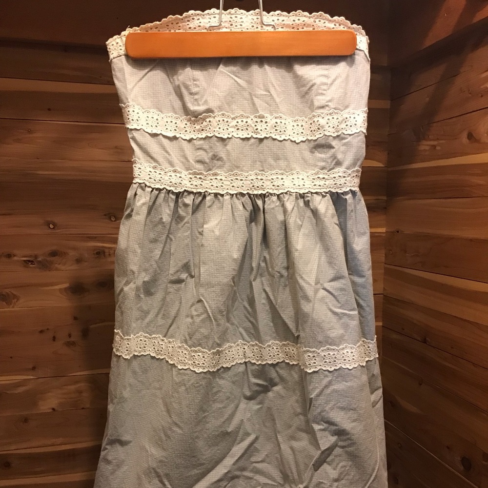 Gingham strapless dress